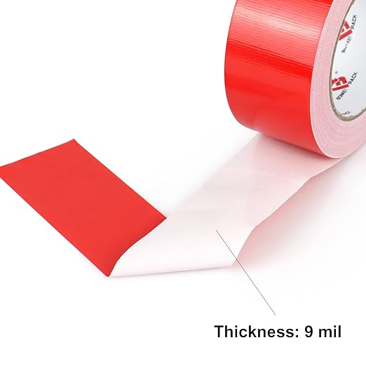 BOMEI PACK 3 Pack Duct Tape Red,2 Inch x 30 Yards,9 Mil Thick Heavy Duty Strong Tape Duct,Waterproof,No Residue,Flexible,Tear by Hand,Industrial Grade for Repairing,Fxing and Packaging (Red)