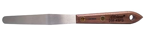 Albion Engineering Company 258-4TPS Classic Tapered Spatula, Stainless Steel, Hardwood Handle, 7/16" Wide Tapered Tip x 4" Long Blade