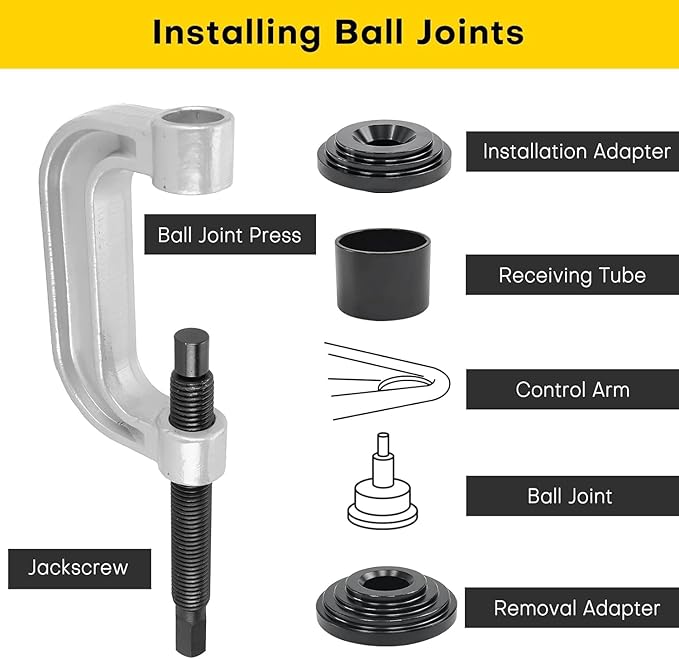 Ball Joint Press & U Joint Removal Tools | Heavy Duty Ball Joint Service Tool with 4-Wheel Drive Adapters for Most 2WD and 4WD Car Pickup and Light Truck (Red)