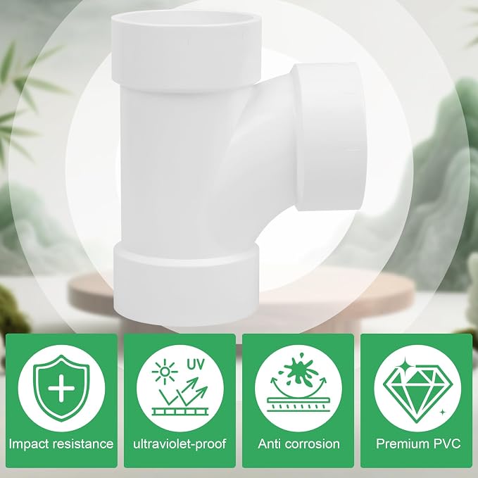 3IN PVC DWV Sanitary Tee 3-Way PVC Pipe Fittings Adapter Furniture Build Grade SCH40 PVC Elbow Fittings Connector for Drain, Waste, Vent