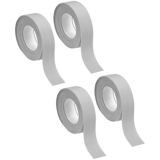uxcell 4 Rolls Grey Caulk Sealant Strip Waterproof Self Adhesive 0.87" x 10.5Ft Toilet Caulk Tape, Bathtub Caulk Sealing Strip for Kitchen Countertop, Sink, and Floor Edge Protector