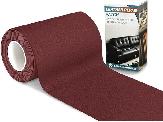 Leather Repair Patch Tape,3.9 x 63 Inches Self Adhesive Leather Patches for Furniture,Vinyl Repair Kit for Car Seat,Couches,Sofas,Office Chairs,Burgundy