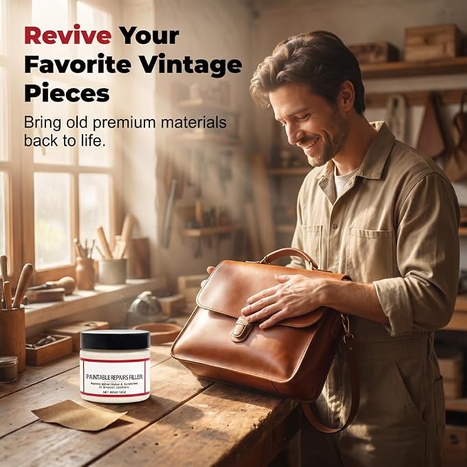 LECDOA Leather Filler, Flexible Fast Drying Leather Repair Compound, Paintable Waterproof Leather Repair Paste, Fixes Holes Tears Cracks Scratches for Car Seats Furniture Shoes (3pcs)