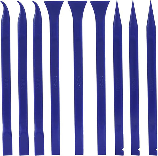 Plastic Scraper Tool 9 Pieces Non-Scratch Cleaning Kit for Tight Spaces, Remove Stickers Labels Oil Stains Food Dirt(Blue)