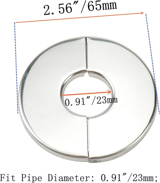 Wall Split Flange, Stainless Steel Round Escutcheon Plate for 0.91"/23mm Diameter Pipe, Pack of 12