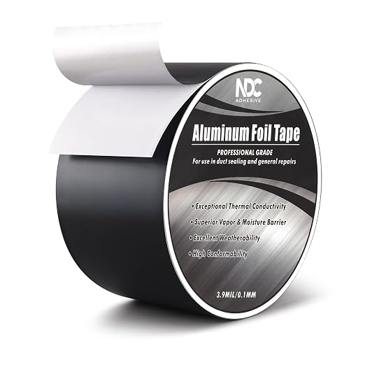 Aluminum Foil Tape, 3” x 164Ft, Black | 3.94mil, Heat & UV Resistant, Waterproof for Ductwork Sealing, Dryer Vent, HVAC Air Insulation, Metal Repairs Patching