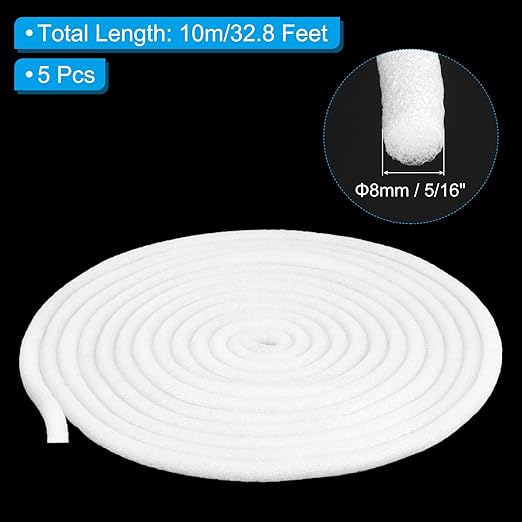 PATIKIL 5/16 Inch x 32.8 Feet Backer Rod for Gaps and Joints, 5pcs Foam Rope Caulk Crack Joint Filler Roll Seal Weather Strip for Home Construction Car