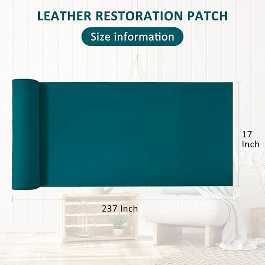 AOOTOOLINK Leather Repair Patch 17X237 Inch Self Adhesive Leather Repair, Large Leather Repair Tape for Couches, Furniture, Car Seats, Cabinets, Sofa, Handbags (Haze Blue, 17X237 Inch)