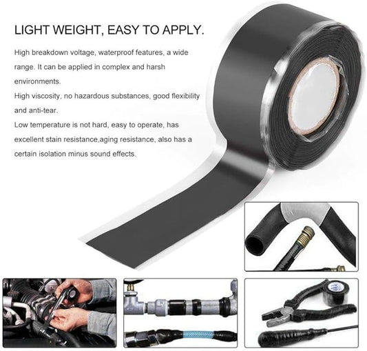 Self-Fusing Silicone Tape, Stretchable Waterproof Tape, Electrical Wires Wrap Emergency Pipe & Plumbing Repair Tape, 2.5cmx1.5m, Yellow