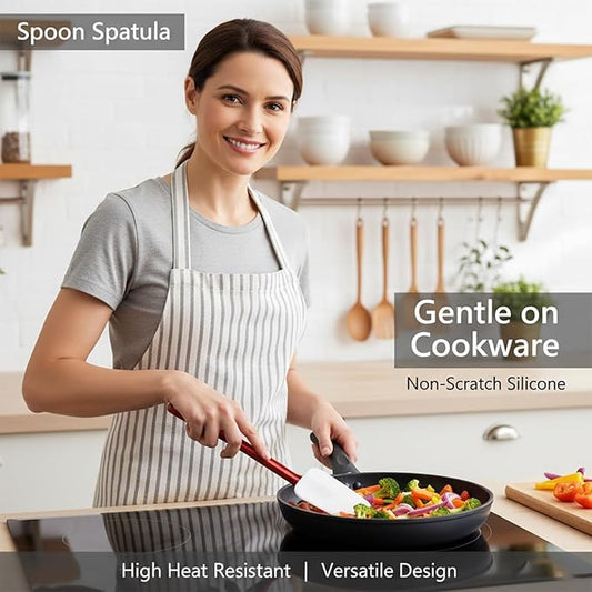 Commercial Spoonula Rubber Spatula Set 2, High Heat Spatula Spoon 16 Inches, Commercial Spatula for Cooking, Rubber Spatula Set Resistant to 500℉ (2 Spoonulas 16"/L)