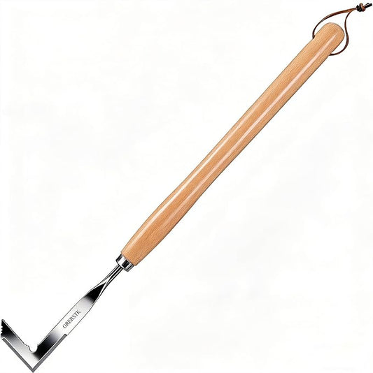 GREBSTK Crack Weeder Crevice Weeding Tool Stainless Steel Manual Weeder Beech Handle Gardening Tool, 22 inch