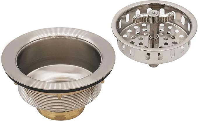 Westbrass A213-07 3-1/2" Wing Nut Twist Style Large Kitchen Sink Basket Strainer, Polished Nickel