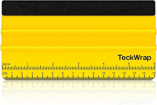TECKWRAP Squeegee for Vinyl Felt Squeegee Scraper Tool for Decals, Inkjet Sticker Paper, and Wallpaper - 6"x2.9", Scratch-Free Application (Yellow)