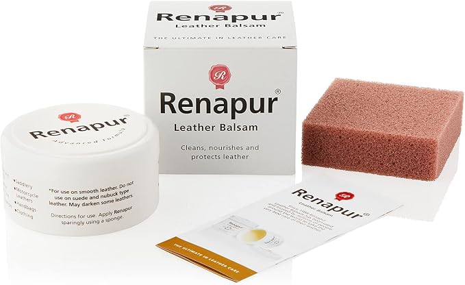Renapur Leather Balm - Natural Leather Conditioner & Restorer - Non-Sticky Waterproofing Protector for Couches, Car Seats, Boots, and Bags - 4.23 Fl Oz (125ml)