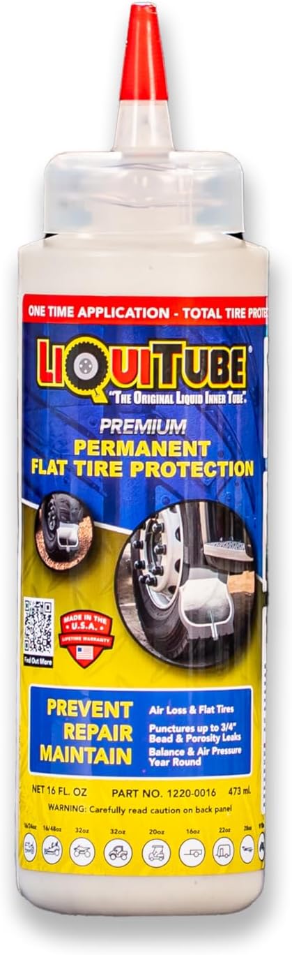 Premium Heavy Duty Tire Sealant - Permanent Flat Tire Protection for Trailer and Off Road Tires - Maintain Air Pressure, Balance - Seal Punctures, Bead, Rim, Tire Weathering Leaks (16 oz)