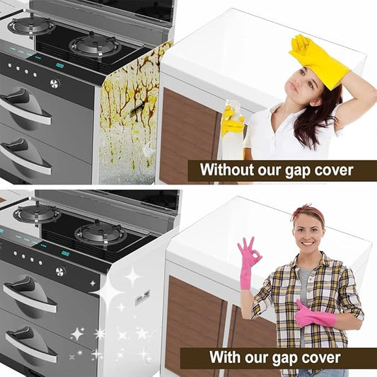 Kitchen Silicone Stove Counter Gap Cover, 25 inch Long & Extra Wide Stove Gap Filler Range Strips 2pcs,Between Oven and Countertop Dishwasher, Dryer,Easy Clean Heat Resistant Gap Guards Black