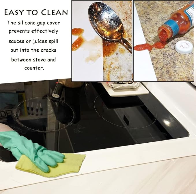 Silicone Gap Cover, (2 Pack) Silicone Gap Stopper Kitchen Stove Counter Gap Covers - Flexible Stove Space Fillers, Food Grade (21inches, White)