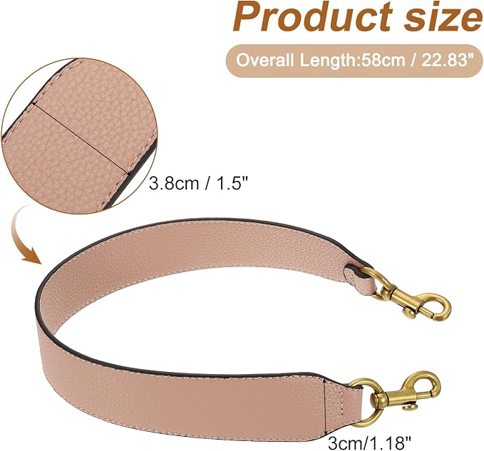 uxcell 22.83 Inch PU Leather Short Bag Strap with Clasp, Purse Handles Handbags Replacement Straps for Clutch Bag Crossbody Underarm Bags, Pink, Deep Gold Buckle