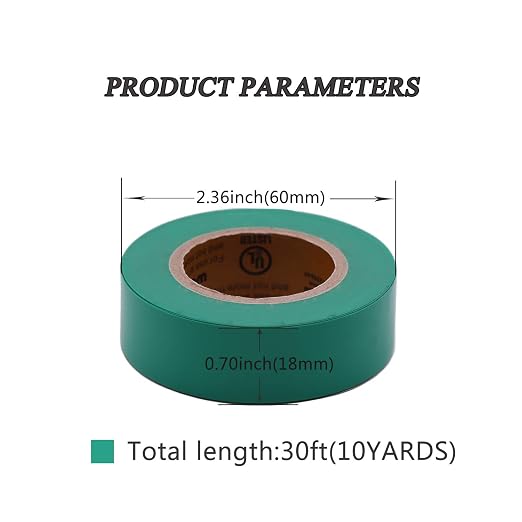 Electrical Tape 6 Pack 3/4-Inch by 30 Feet, Voltage Level 600V Dustproof, Adhesive for General Home Vehicle Auto Car Power Circuit Wiring Green (30Ft Green)