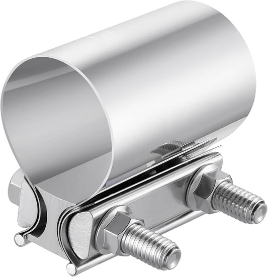EVIL ENERGY 1.75 Inch Exhaust Clamp, 1 3/4" Butt Joint Band Clamp Sleeve Coupler Stainless Steel for Pipes, Mufflers, Catalytic Converters 1PCS