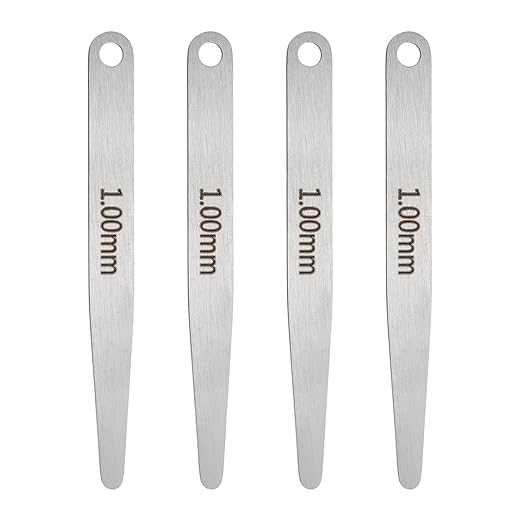 HARFINGTON 4pcs Metric Thickness Feeler Gauge 1mm Single Blade Oval Feeler Gauge 304 Stainless Steel Gap Measuring Tool for Repair Valve Guitar Spark Plug