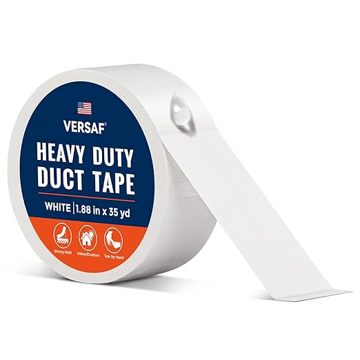 VERSAF Duct Tape White Heavy Duty Waterproof - 1.88" x 35 yd, Strong Adhesive All-Weather Multipurpose Repair & Sealing Tape for Home Repairs, Automotive, Outdoor, Packaging, Crafts
