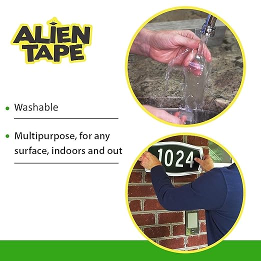 ALIEN TAPE Heavy Duty Double Sided Tape, Nano Tape, Feet Clear Adhesive Tape for Poster Photo Wall Decor As Seen on TV, (4 Rolls - 40 Feet)