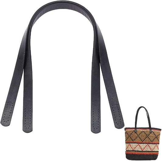 PH PandaHall 1 Pair(2pcs) Imitation Leather Purse Handles 23” Sew On Bag Handles Purse Handbags Strap Replacement for Purse Handbag Shoulder Crossbody Tote Bag Making Supplies, Black