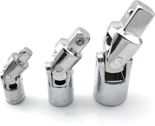heyous 3pcs Universal Joint Set, 1/4, 3/8 & 1/2 in. Drive, Flexible Ratchet Angle Extension Bar Socket Adapter