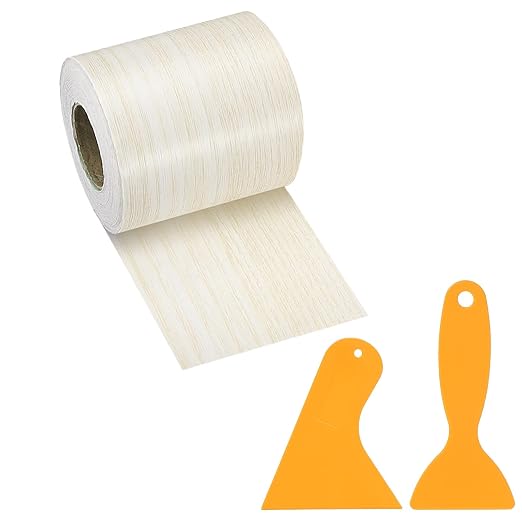 PATIKIL Wood Grain Repair Tape, 2" x 33' Self Adhesive Realistic Wood Tape with Scraper Durable Repair Patch for Furniture Floor Window Door Table DIY Home Decor, Poplar