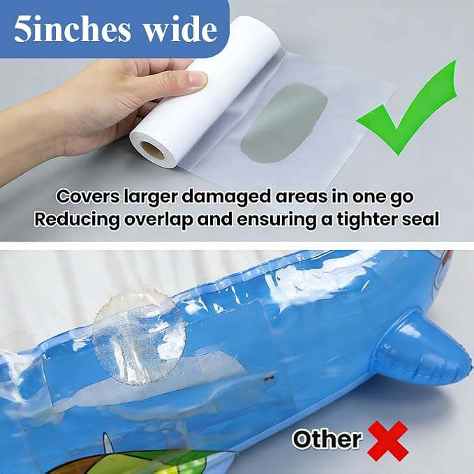 Inflatable Patch Repair Kit,Waterproof TPU Pool Repair Tape, Heavy Duty Repair Patch,Clear Vinyl Patches for Bounce House, Pool, Tent, Leather, Canvas, Canopy, Pool Floats, Air Mattress,5 Inch x 5FT
