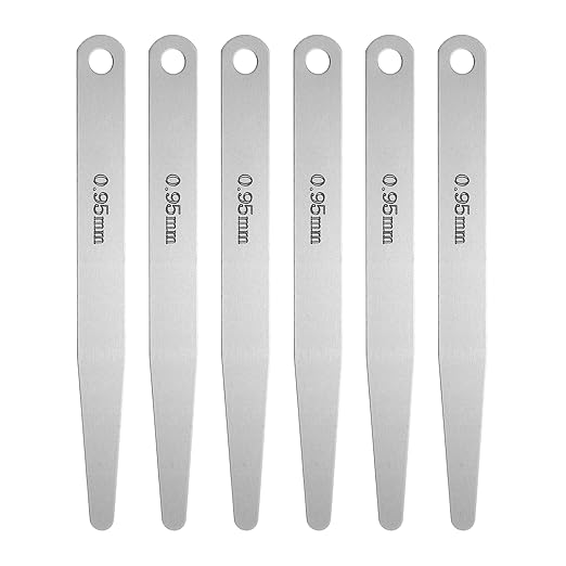 HARFINGTON 6pcs Metric Thickness Feeler Gauge 0.95mm Single Blade Oval Feeler Gauge 304 Stainless Steel Gap Measuring Tool for Repair Valve Guitar Spark Plug