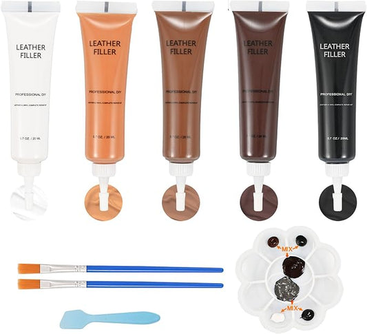 Kenbry Brown Leather Repair Kit for Furniture,Vinyl Leather Car Seat Repair Kit for Car Interior,Couch,Sofa,Jacket,Restores Scratch, Tears, Burn Hole for Bonded, Pleather