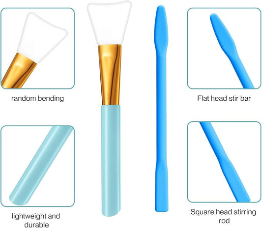 Patelai 12 Pcs Silicone Stir Sticks Kit, Silicone Epoxy Brushes, Stir Tool Sticks, Mixing Spoon, Scraper DIY Crafts Tools for Resin Epoxy Liquid Paint(Bright Color)