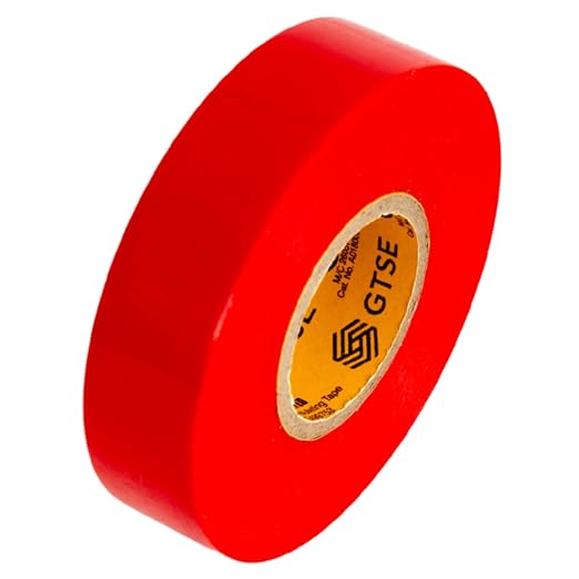 GTSE Red Electrical Tape, 1 Roll – Waterproof, Industrial Grade Vinyl, 3/4 in x 66ft– Strong Self-Adhesive PVC Electric Tape for Wire Insulation, 7 Mil, 600V – UL/CSA Listed