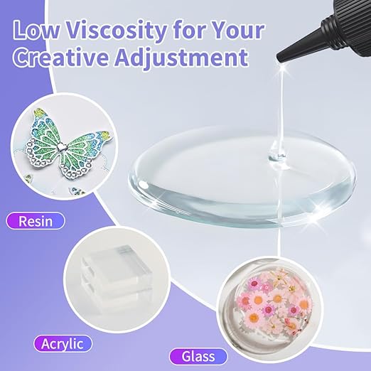 Honcaring UV Resin Kit with Light, Fast Drying Beginner-Friendly Kit, Bonding & Repairing in Seconds, 30g/1oz Clear UV Glue with UV Penlight for Resin, Plastic, Glass, Acrylic
