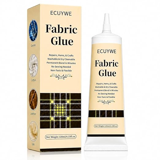 Fabric Glue Permanent, 4.23oz-120ML No Sew Clear Clothes Adhesive with Precision Applicator Quick for Patches Hems and Rhinestones Industrial Grade Strong Bond for Denim Cotton Polyester Leather etc.