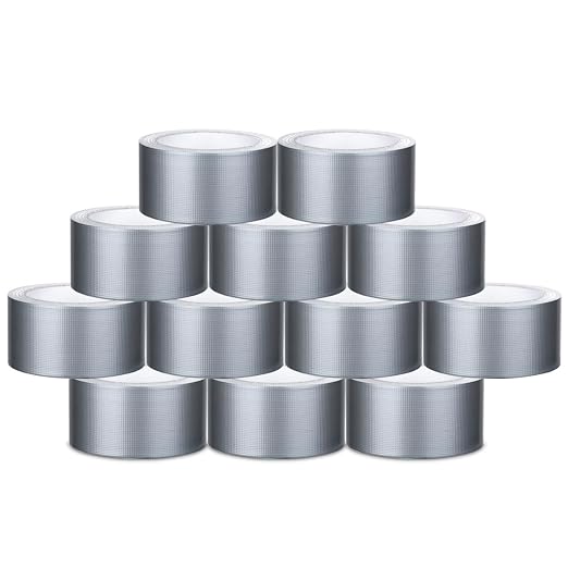 XUXU 12Pack Duct Tape Heavy Duty Waterproof Strong Adhesive Silver Duct Tape Bulk for Indoor Outdoor Repairs Tear by Hand 240 Yards x 2 Inch Total