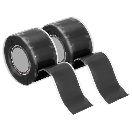uxcell 2 Pcs Self Fusing Silicone Tape, 1" x 10ft Waterproof Water Leak Sealing Tape for Plumbing Pipe Hose Repair Handles, Black