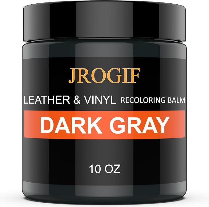 Leather Recoloring Balm, Leather Repair Kit for Furniture, Leather Dye Color Restorer for Couches, Leather Scratch Remover, Leather Paint for Furniture, Leather Couch Paint Repair (10 OZ DARK GRAY)