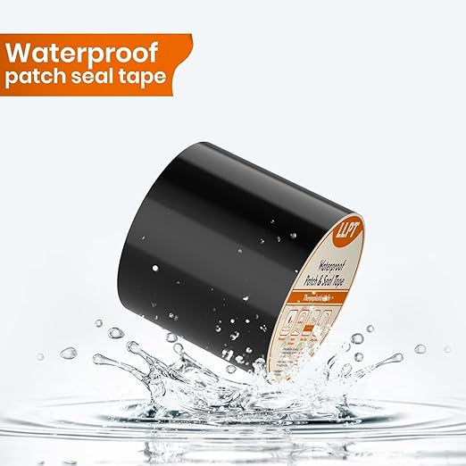 LLPT Waterproof Patch and Seal Tape 4” x 13 Ft Extra Thick Adhesive Layer UV Resistant Backing Permanent Bond Instant Seals for Repairing Cracks Gaps Holes Tears (PST62110BK4)