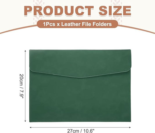 PATIKIL PU Leather File Folders, 7.9x10.6 A4 Document Holder Waterproof Envelope Folder with Snap Closure, Portable Portfolio Organizer Case for Paper Receipt, Green