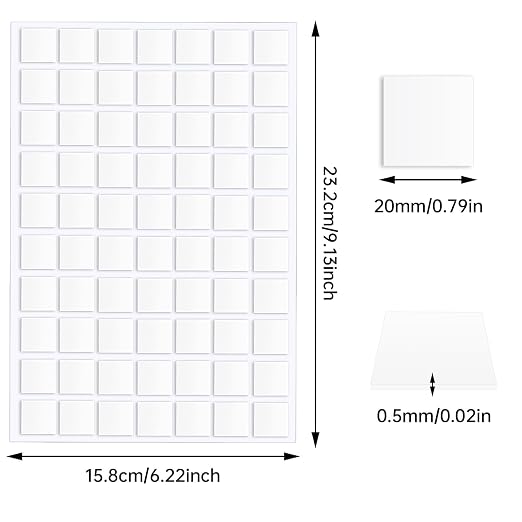 JANYUN 280 Pcs Double Sided Sticky Dots Removable Square Putty Clear Double Sided Tape for Crafts No Trace Sticky Tack Adhesive Tape (Square 20 mm)