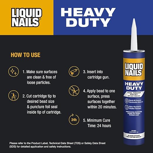 Liquid Nails Construction Adhesive, Pack of 2 | Heavy Duty | 10 oz