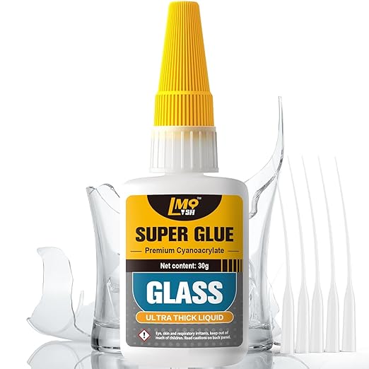 Glass Super Glue Liquid, Clear Instant Cyanoacrylate Adhesives for Glass Repair, All Purpose CA Glue for Shoe Ceramic Plastic Leather Model Metal Wood Pottery Aquarium Porcelain Stone, Thick