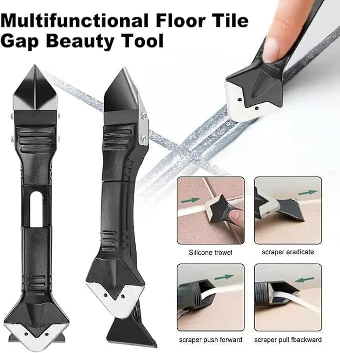 Caulk Gun, Caulking Tool Kit and Caulk Remover,Sealant Finishing Tool Grout Scraper,Great Silicone Gun Tools for 10oz Caulk tubes, Trigger Comfort Grip and Iron Smooth Rod 8:1 Thrust Ratio