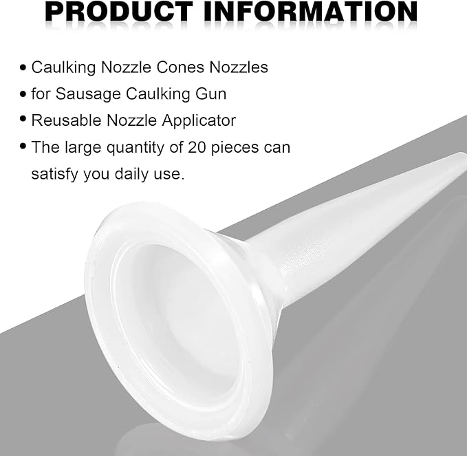 Outus 40 Pcs Caulking Nozzles Cones Nozzles Caulking Tips Replacement for Sausage Applicator Tool (White)