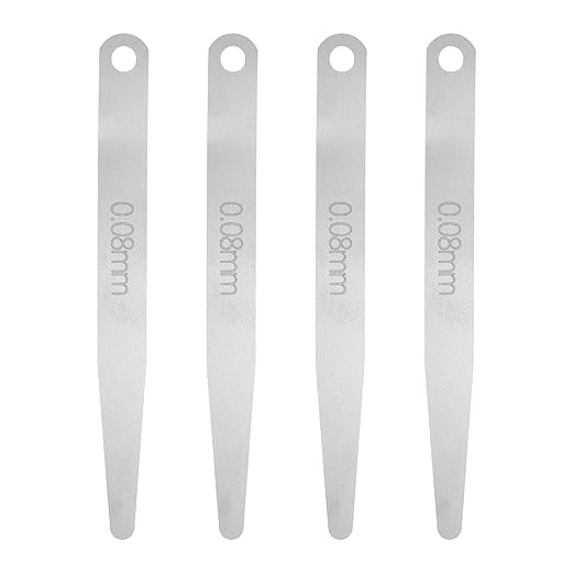 HARFINGTON 4pcs Metric Thickness Feeler Gauge 0.08mm Single Blade Oval Feeler Gauge 304 Stainless Steel Gap Measuring Tool for Repair Valve Guitar Spark Plug