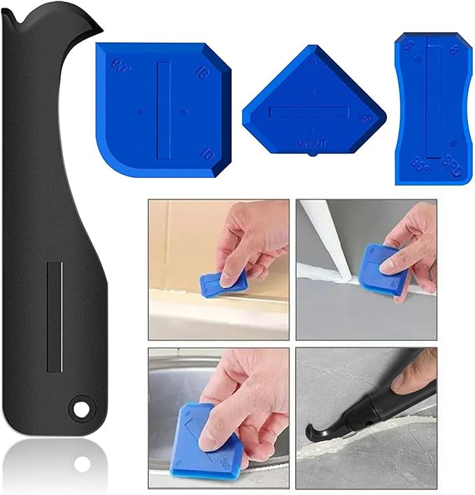 Silicone Caulking Tool, 3 in 1 Silicone Remover Multi Tool, Glazing Compound Finishing Tool, Caulk Remover Tool, for Bathroom,Kitchen,Floor,Window,Sink Joint,Frames Seal(2 sets)