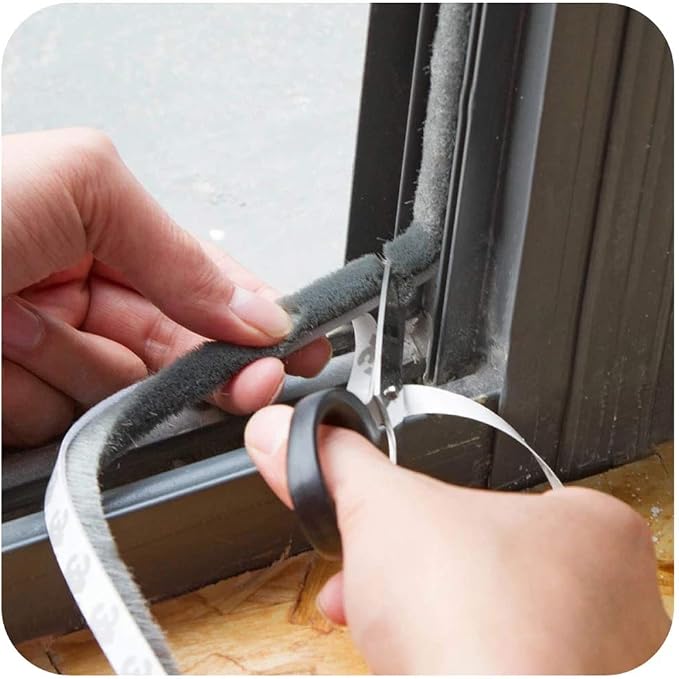 Weather Stripping Brush for Sliding Windows/Doors Frame Side,Pile Self Adhesive Weatherstrip Seal Strip Sealer Draft Stoppers (33ft x11/32 Backing x 11/32 Brush inch, White)